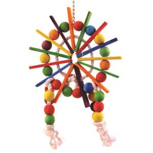 cartwheel wood rope parrot toy