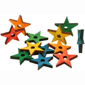 Coloured Pine Wood Stars - Parrot Toy Parts - Pack of 12