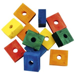 Coloured Wood Blocks - Parrot Toy Parts - Pack of 12