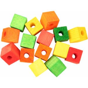 colourful wooden cubes small parrot toy parts 15 pack