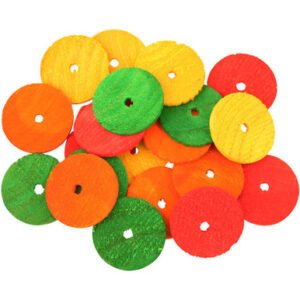 colourful wooden wheels small parrot toy parts 20 pack