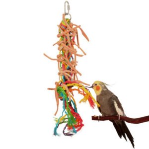 preening plait leather rope parrot toy